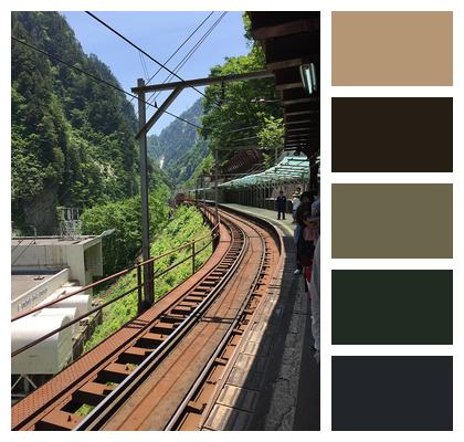 Train Track Mountain Japan Image